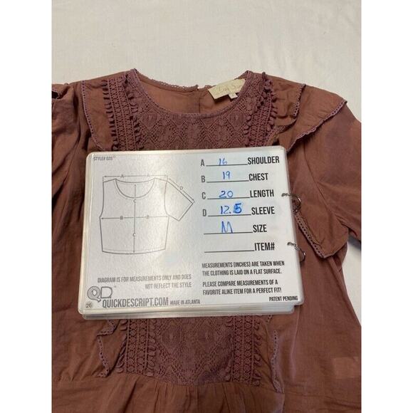 Love Sam Lace & Ruffle Trimmed Scoop Neck  top pink rosewood sz medium - Picture 7 of 8